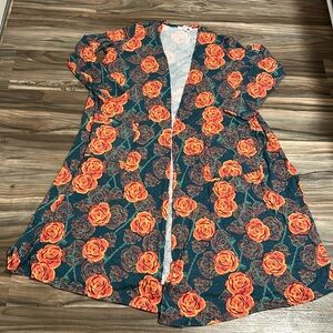 Lularoe Sarah rose print cardigan duster size large NWOT